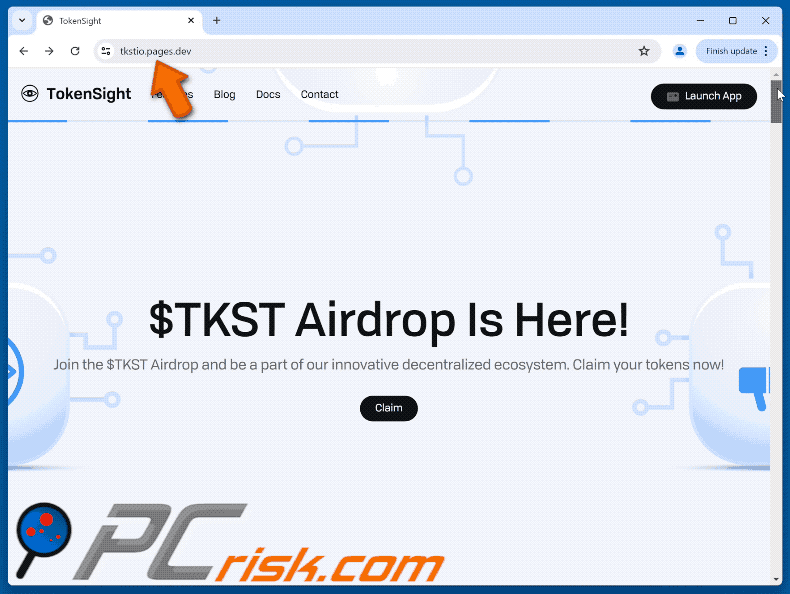 Wygląd TokenSight ($TKST) Airdrop oszustwo (GIF)