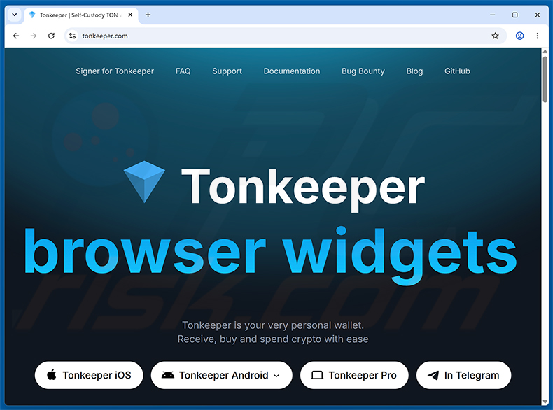 Prawdziwa witryna Tonkeeper Airdrop Scam (tonkeeper.com)
