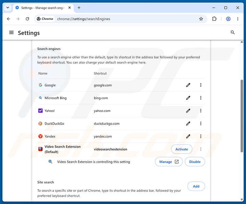 Usuwanie Video Search Extension (myvideolibrary.info) z domyślnej wyszukiwarki Google Chrome