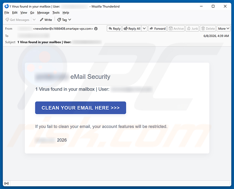 Kampania spamowa Virus Found In Your Mailbox