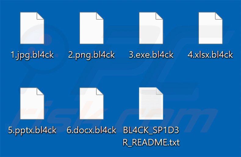 Pliki zaszyfrowane przez ransomware BL4CK SP1D3R (rozszerzenie .bl4ck)