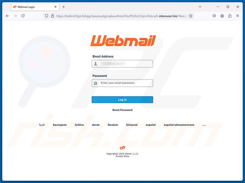 Complete The Required Mailbox Update oszustwo e-mailowe - strona phishingowa