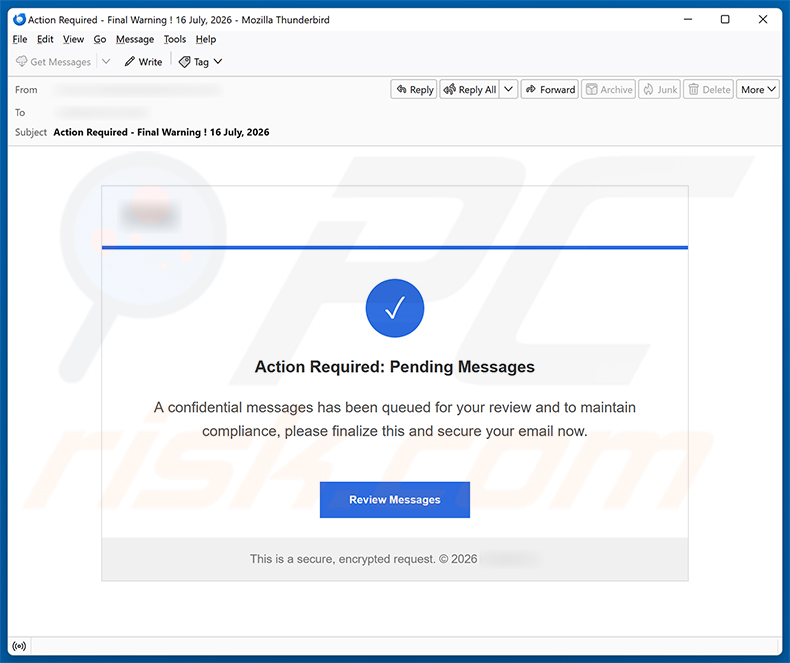 Kampania spamowa e-mail Confidential Messages Queued