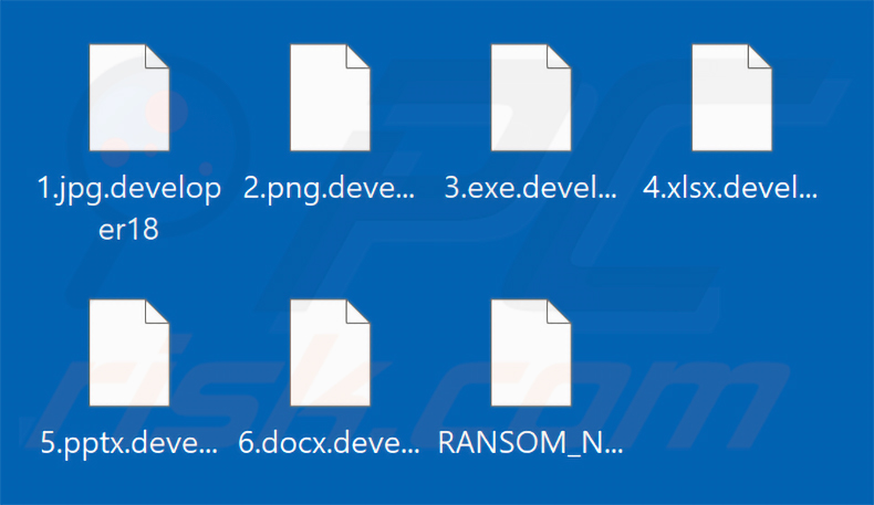 Pliki zaszyfrowane przez ransomware Developer (rozszerzenie .developer18)