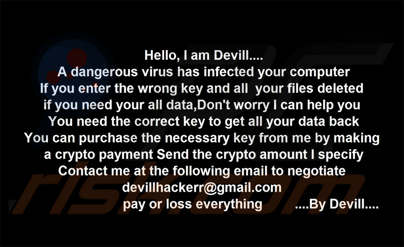 Tapeta ransomware Devill