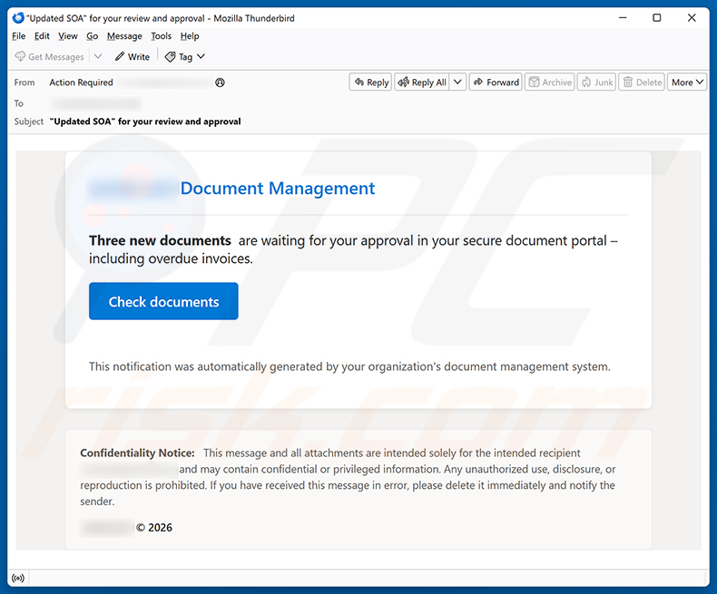 Kampania spamowa e-mail Documents Are Waiting For Your Approval