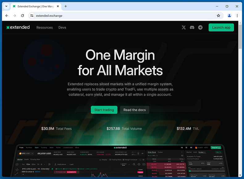 Prawdziwa witryna Extended ($EXT) Allocation Scam (extended.exchange)