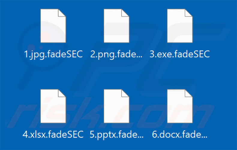 Pliki zaszyfrowane przez ransomware FadeSEC (rozszerzenie .fadeSEC)