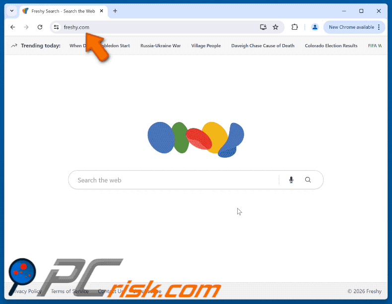 Porywacz przeglądarki Freshy Search (freshy.com) (GIF)