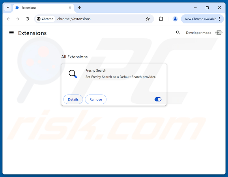 Usuwanie rozszerzeń Google Chrome powiązanych z Freshy Search (freshy.com)