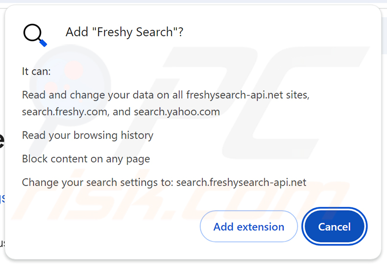 Uprawnienia porywacza przeglądarki Freshy Search (freshy.com)