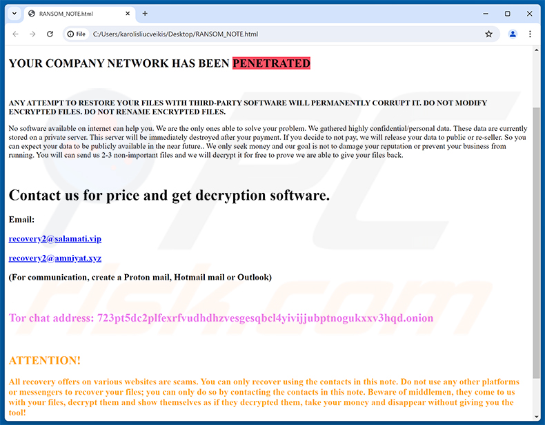 Żądanie okupu ransomware InterServer (RANSOM_NOTE.html)