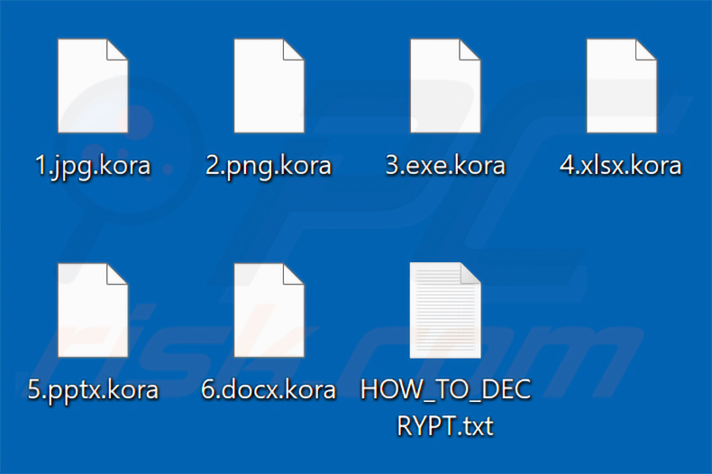 Pliki zaszyfrowane przez ransomware Kora (rozszerzenie .kora)