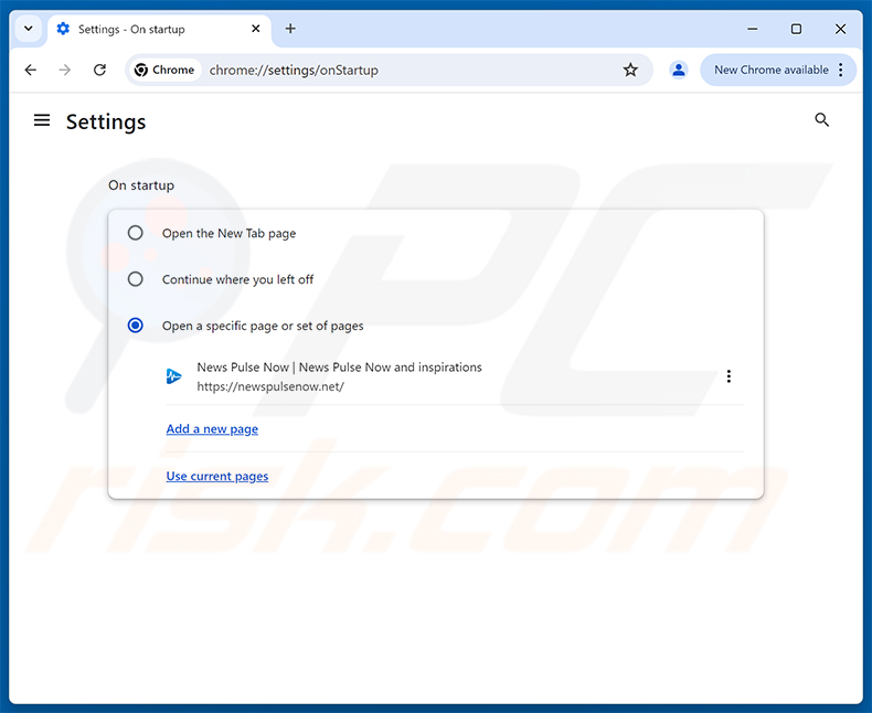 Usuwanie newspulsenow.net ze strony głównej Google Chrome