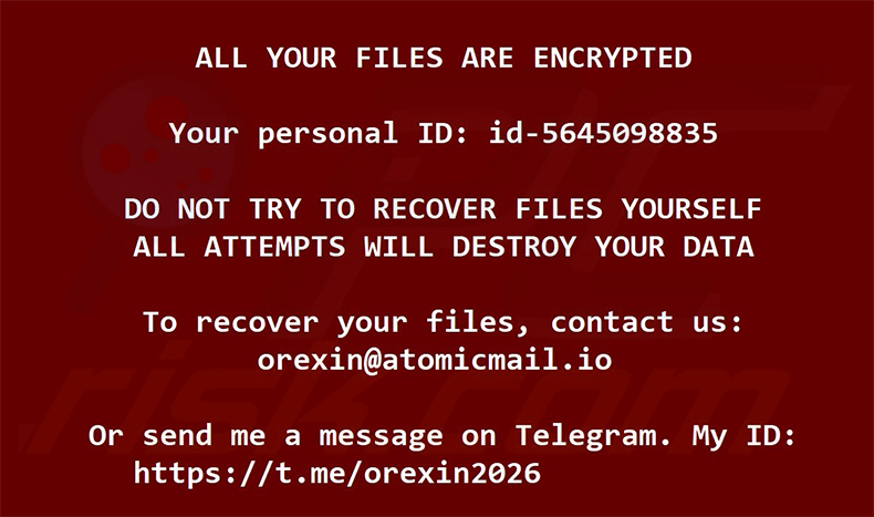 Tapeta ransomware Orexin