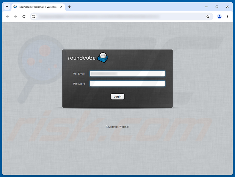 Strona phishingowa Roundcube Domain Registration Email Verification Scam