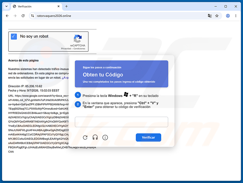 Fałszywa strona dostarczania CAPTCHA ClickFix trojana SCMBANKER