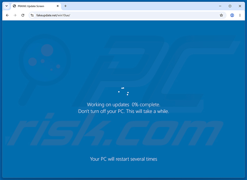 Fałszywy ekran odwracający uwagę Windows Update trojana SCMBANKER