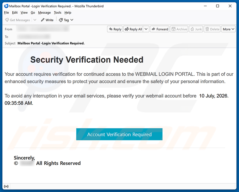 Kampania spamowa e-mail Security Verification Needed