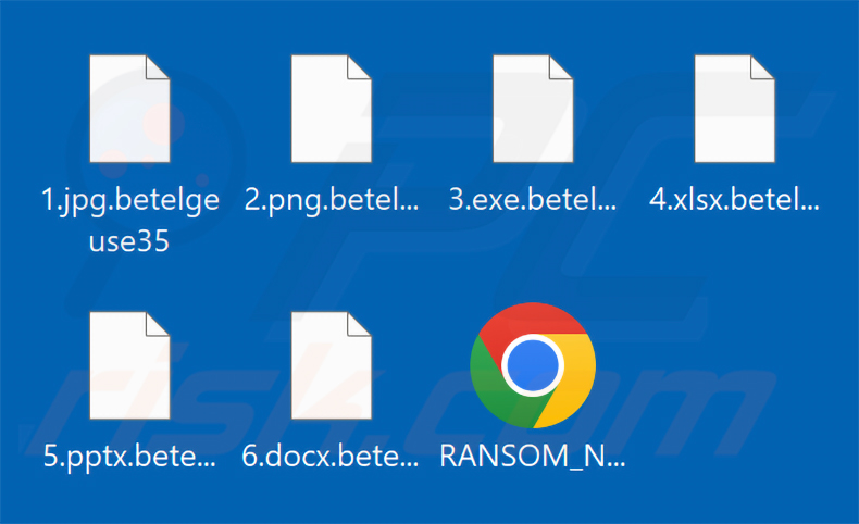 Pliki zaszyfrowane przez ransomware Betelgeuse (rozszerzenie .betelgeuse)