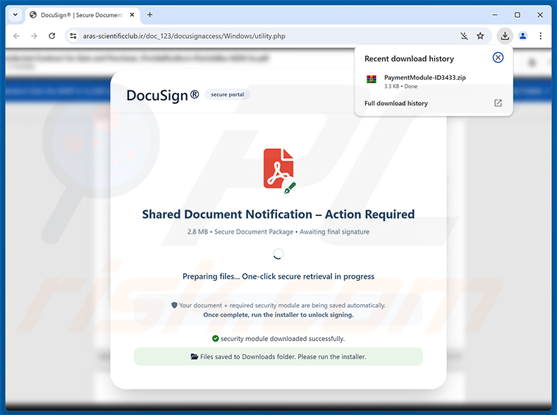 Złośliwa witryna promowana przez kampanię spamową Intuit QuickBooks - Vendor Payment Notice Email Virus