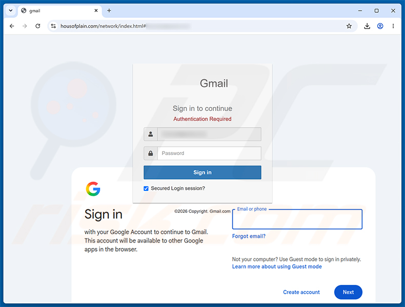Strona phishingowa Mandatory Verification/Update Process