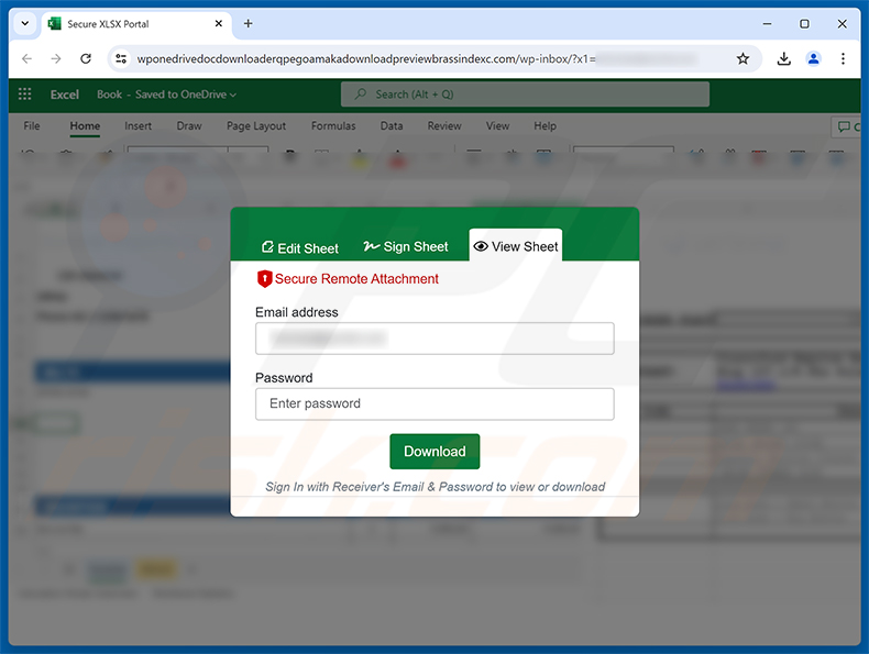 Strona phishingowa oszustwa e-mailowego Price Quotation Request