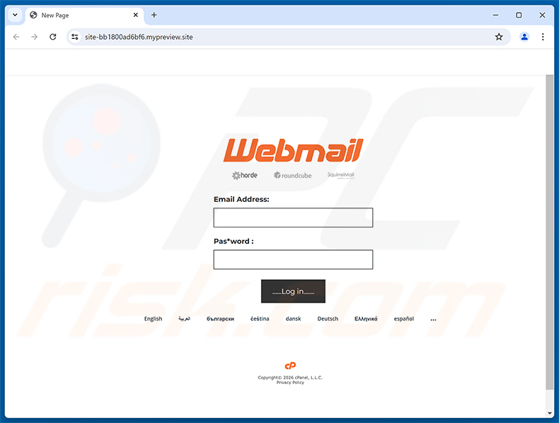 Strona phishingowa Server Password Expired Email Scam