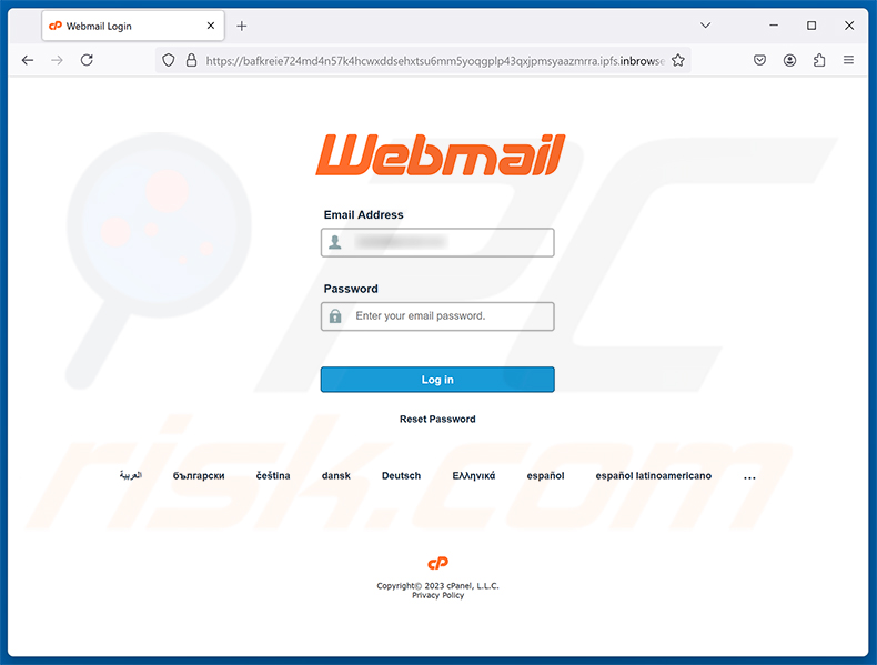 Strona phishingowa Webmail Optimum Terms and Conditions Update oszustwo e-mailowe