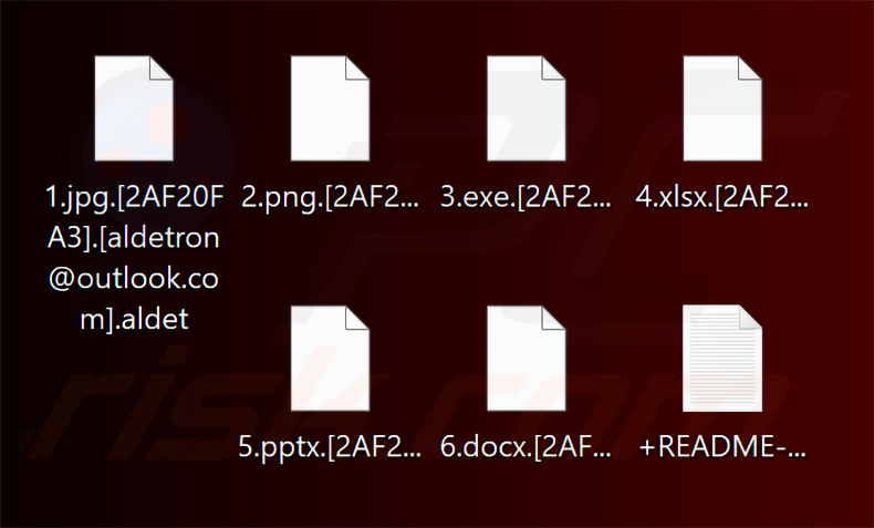 Pliki zaszyfrowane przez ransomware Aldet (rozszerzenie .aldet)