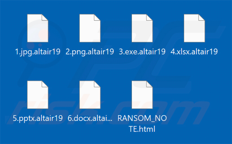 Pliki zaszyfrowane przez Altair Ransomware (rozszerzenie .altair19)