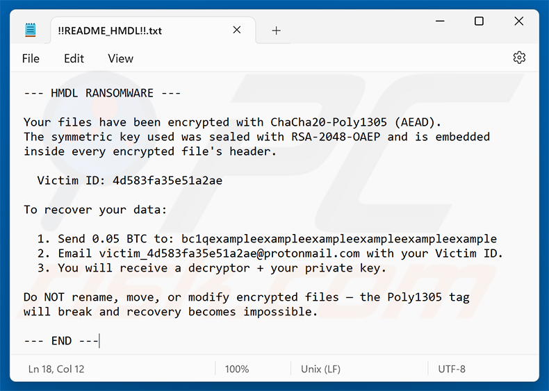 Żądanie okupu ransomware HMDL (!!README_HMDL!!.txt)
