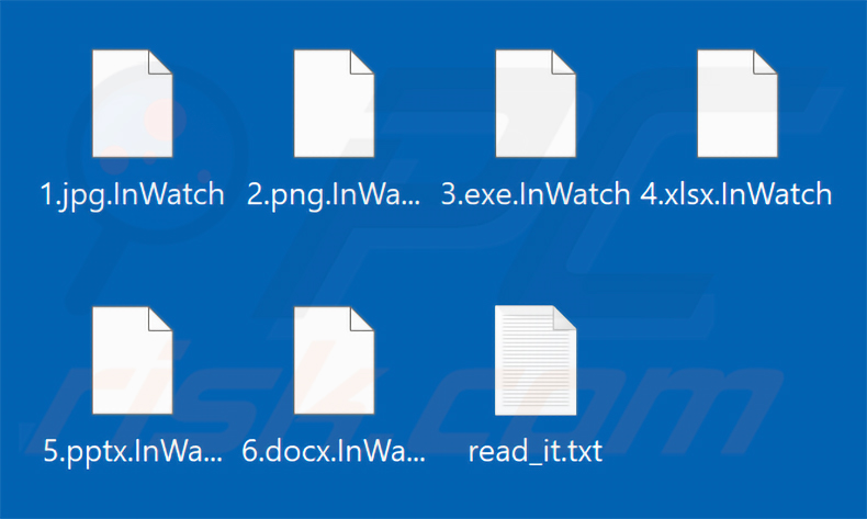 Pliki zaszyfrowane przez InWatch ransomware (rozszerzenie .InWatch)