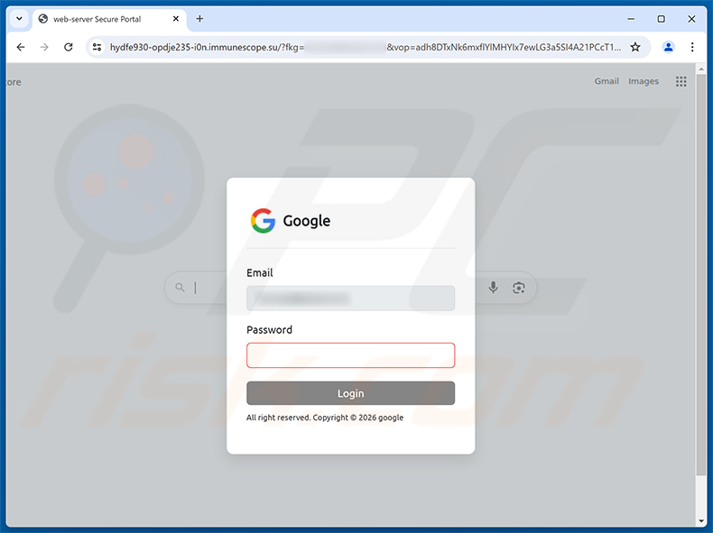 Strona phishingowa Login Attempt From An Unrecognized Location