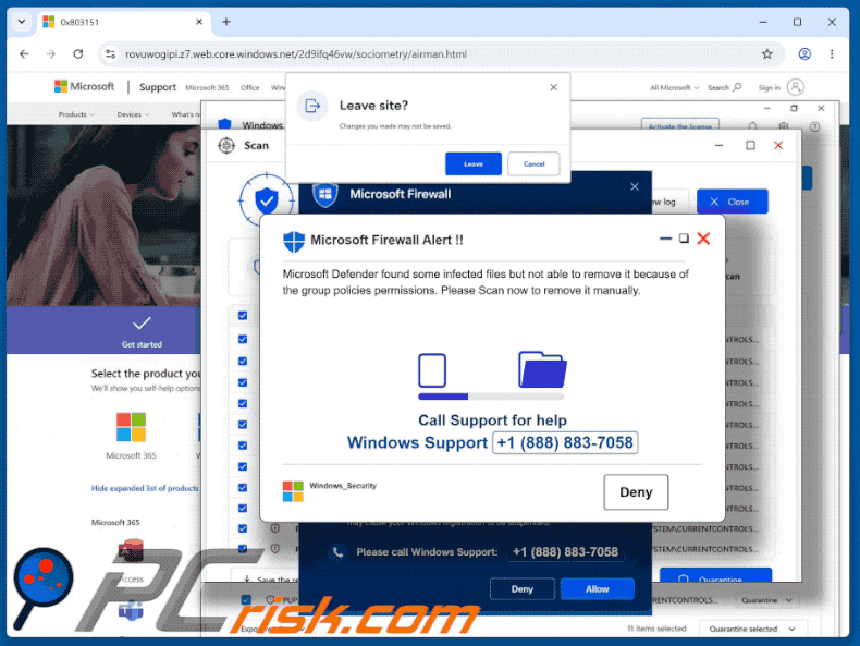 Oszustwo POP-UP Microsoft Firewall Alert (GIF)
