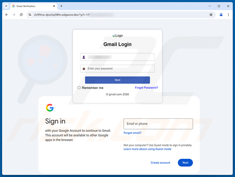 Strona phishingowa NetZero Email Update Scam