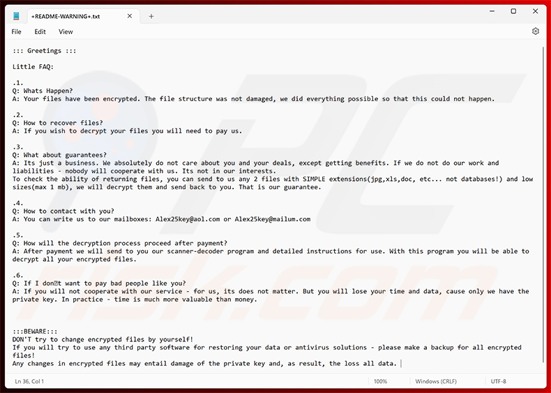 Żądanie okupu RIED Ransomware (+README-WARNING+.txt)