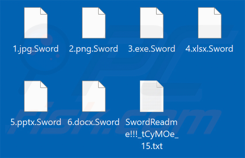 Pliki zaszyfrowane przez ransomware Sword (rozszerzenie .Sword)