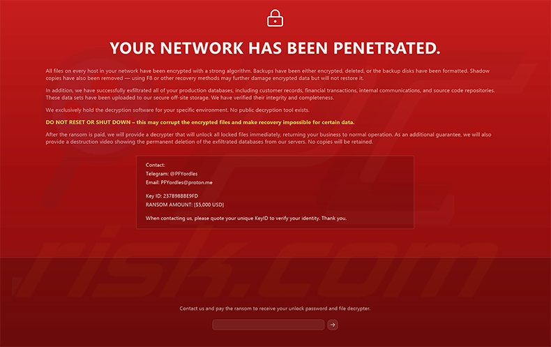 Blokada pełnoekranowa ransomware Sword