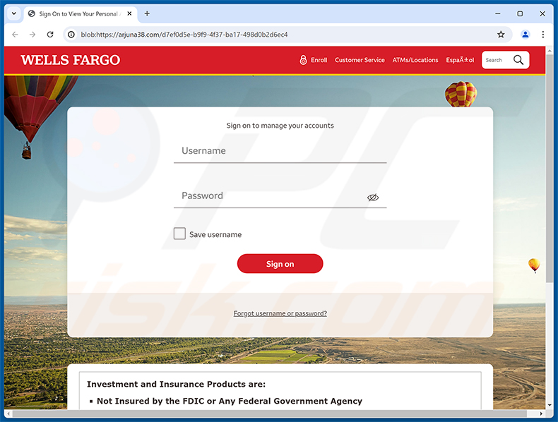 Strona phishingowa Wells Fargo - Pending Account Suspension