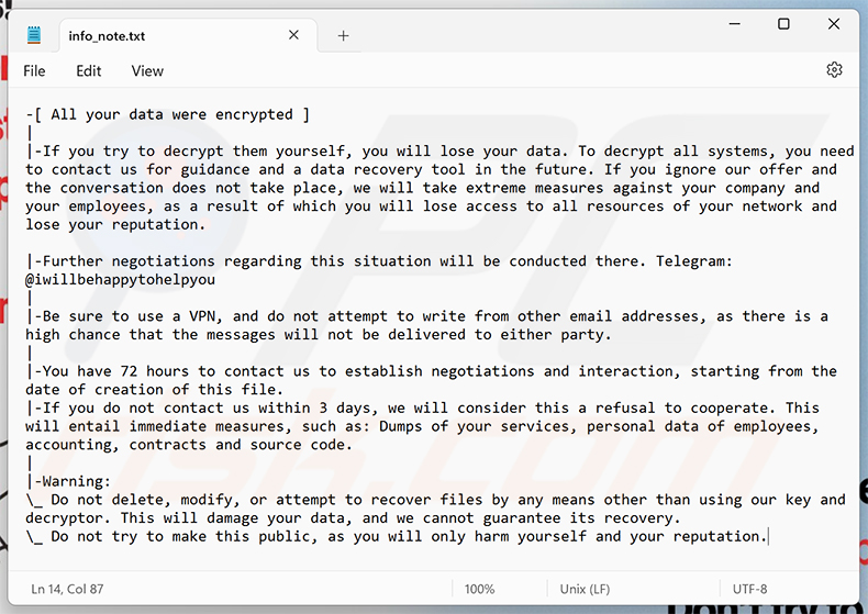 Notatka z żądaniem okupu Citrus ransomware (info_note.txt)