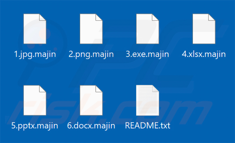 Pliki zaszyfrowane przez MAJIN ransomware (rozszerzenie .majin)