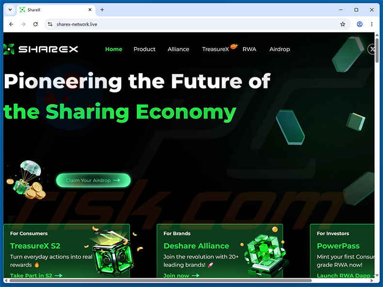 ShareX Airdrop oszustwo