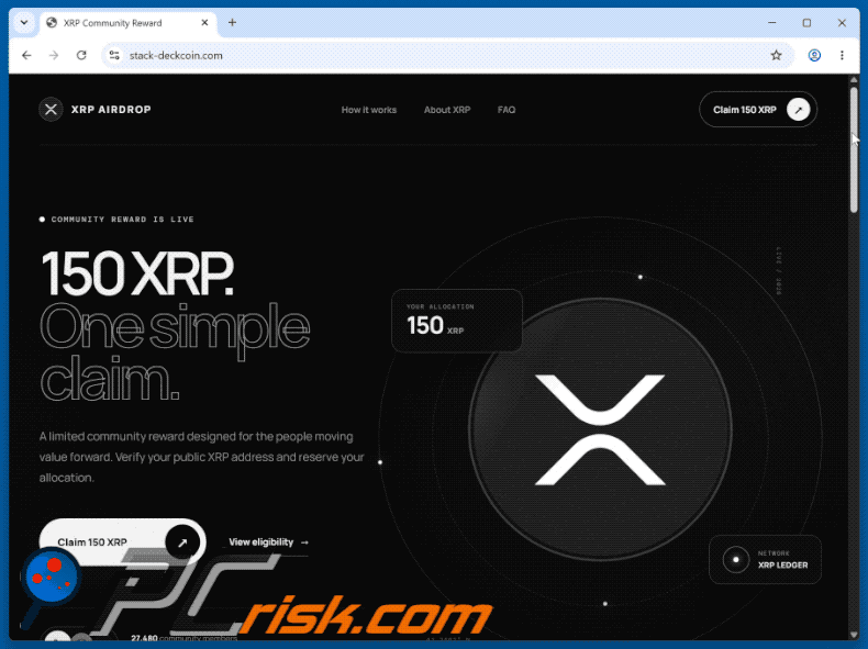 Wygląd XRP Ledger Airdrop oszustwo (GIF)