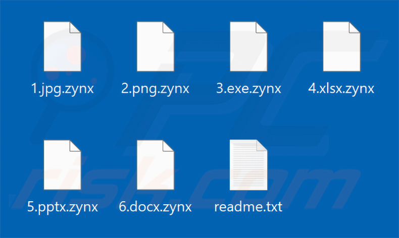 Pliki zaszyfrowane przez ransomware Zynex (rozszerzenie .zynx)