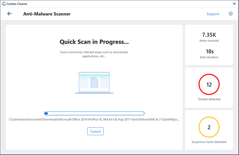 Combo Cleaner dla Windows - Moduł antymalware