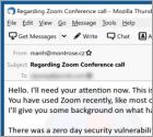 Oszustwo e-mailowe Zero Day Security Vulnerability On Zoom App