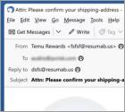 Oszustwo e-mailowe Temu - Pending Package Delivery