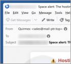 Oszustwo e-mailowe Hosting Space Limit Notification
