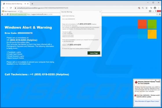 Oszustwo POP-UP Windows Alert & Warning